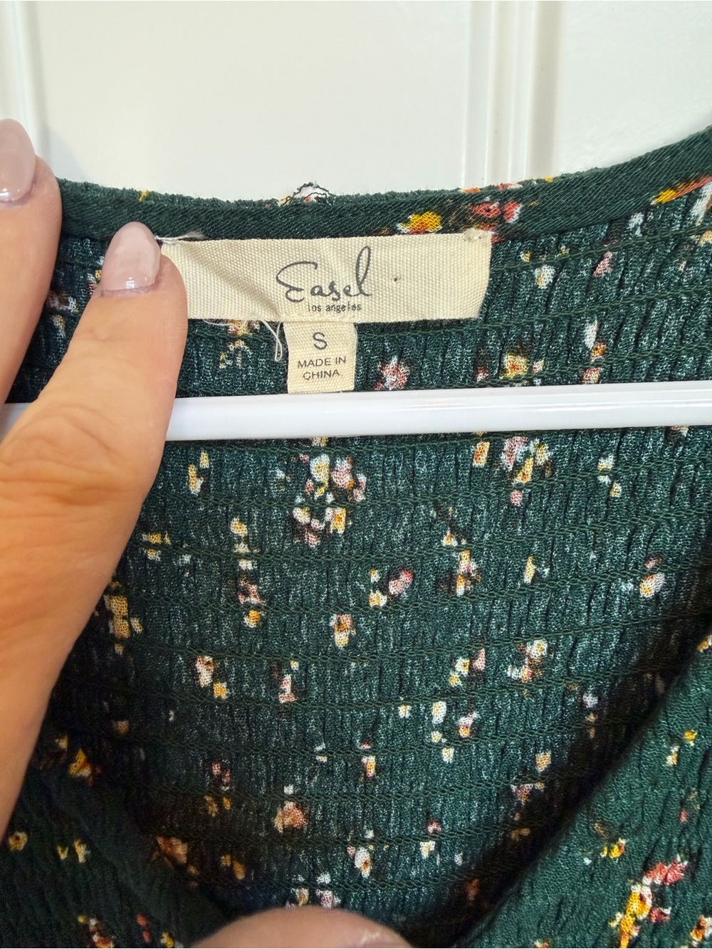 Easel Long Sleeve Tiered Maxi Dress Green with Floral Accents Size Small - Picture 17 of 17